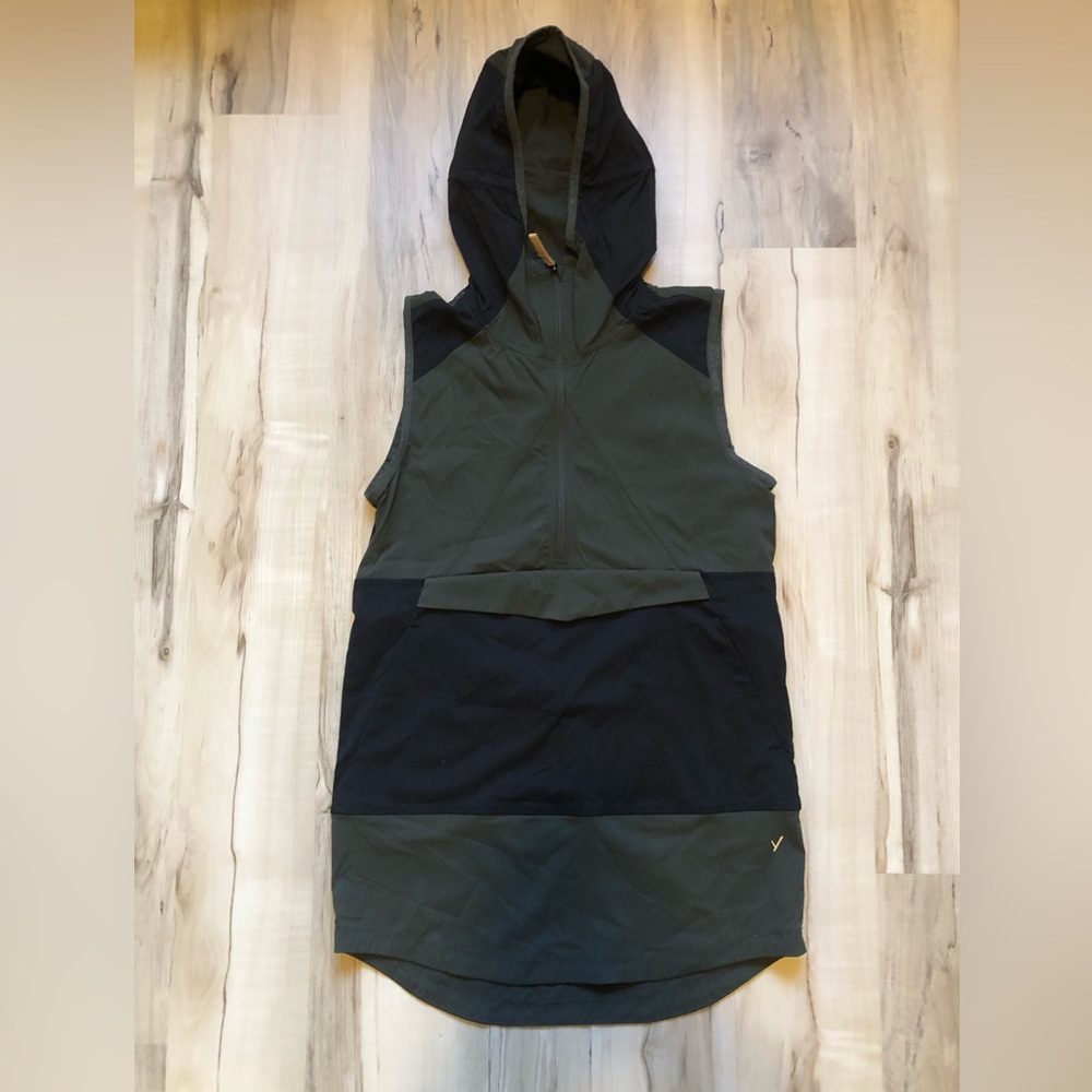 Indyeva Cangur Women's Black & Olive Hooded Vest Wind Resistant